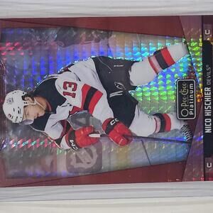 2024-25 O-Pee-Chee Platinum Nico Hischier Red Prism Card #006/199